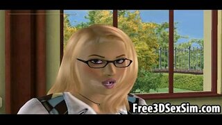 Quente 3D aluna lambendo um ébano babes buceta apertada